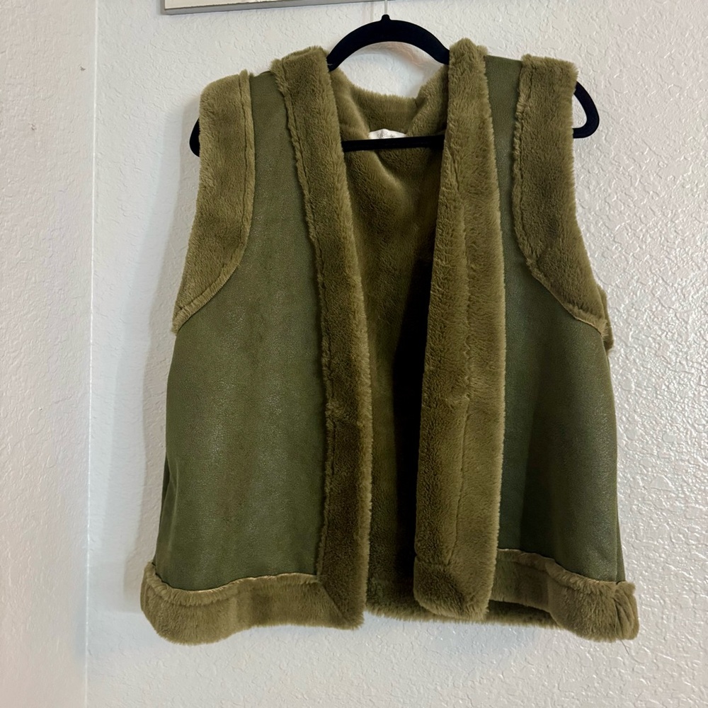 Olive Green Faux Fur Vest made in Italy
